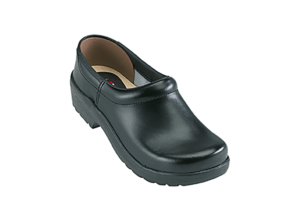 Wooden shoes Hygiene with heel cap, black