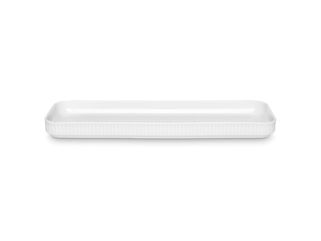 Tray Rectangular Pleated 36x12 cm White