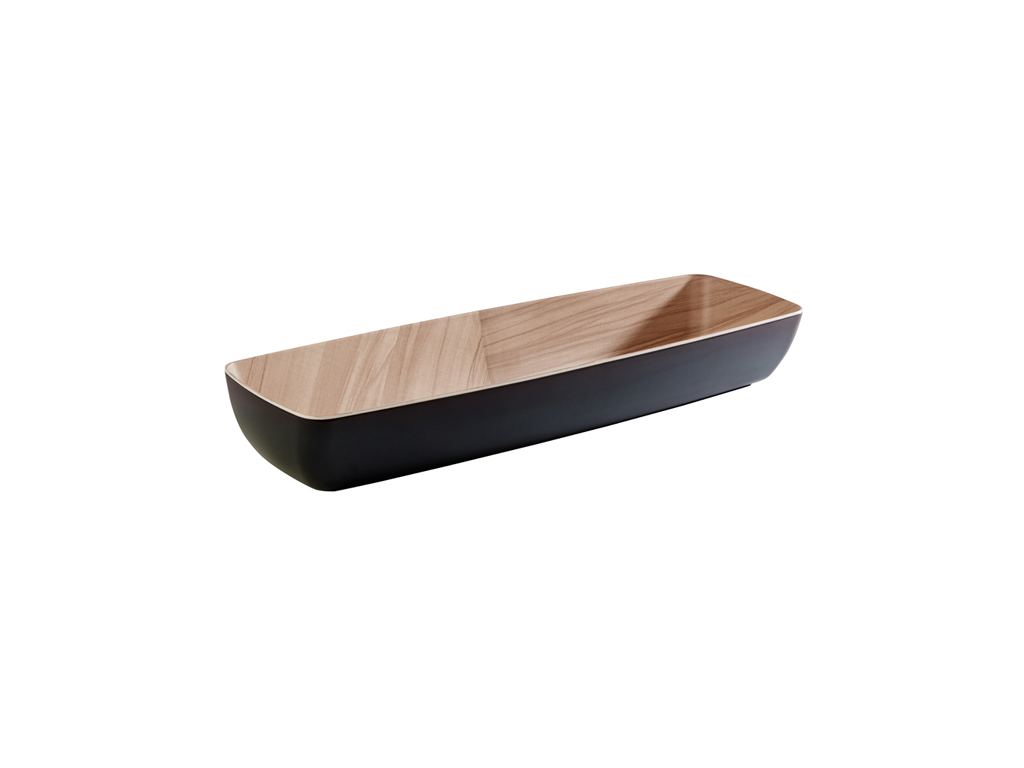 Melamine tray Frida Black/wood 2/4 GN