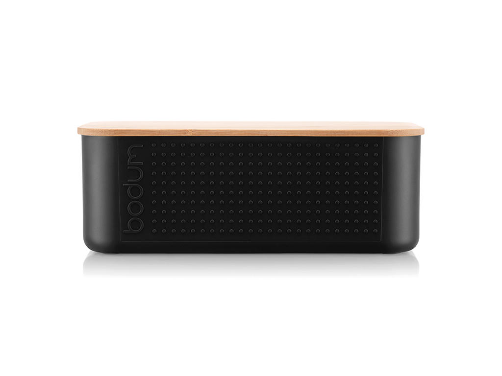 Bread box with bamboo lid Black 29x19x10