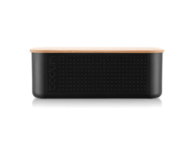 Bread box with bamboo lid Black 29x19x10