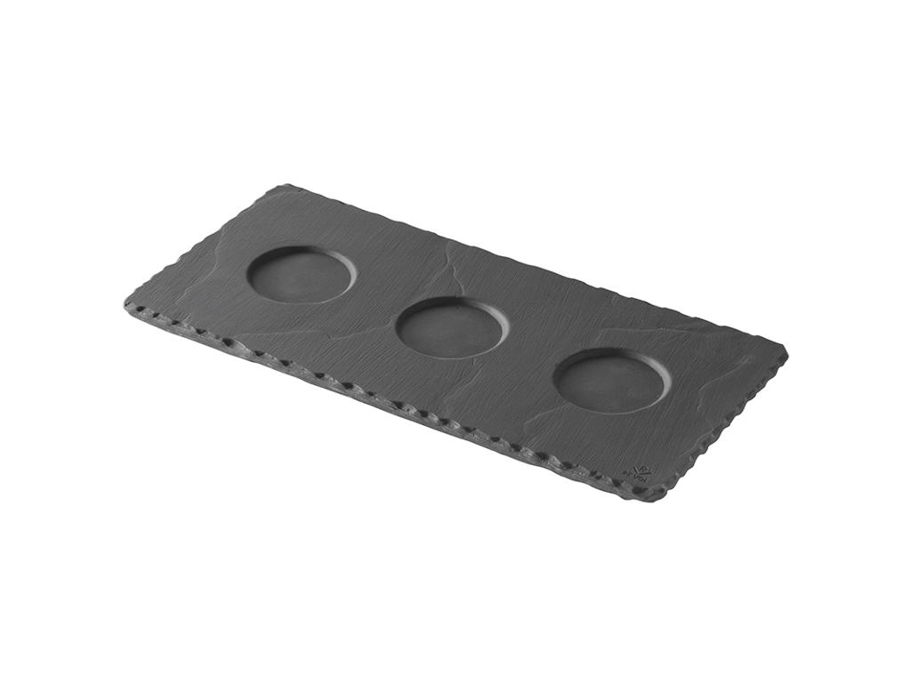 Tray 25x12 cm 3 recess slate Basalt