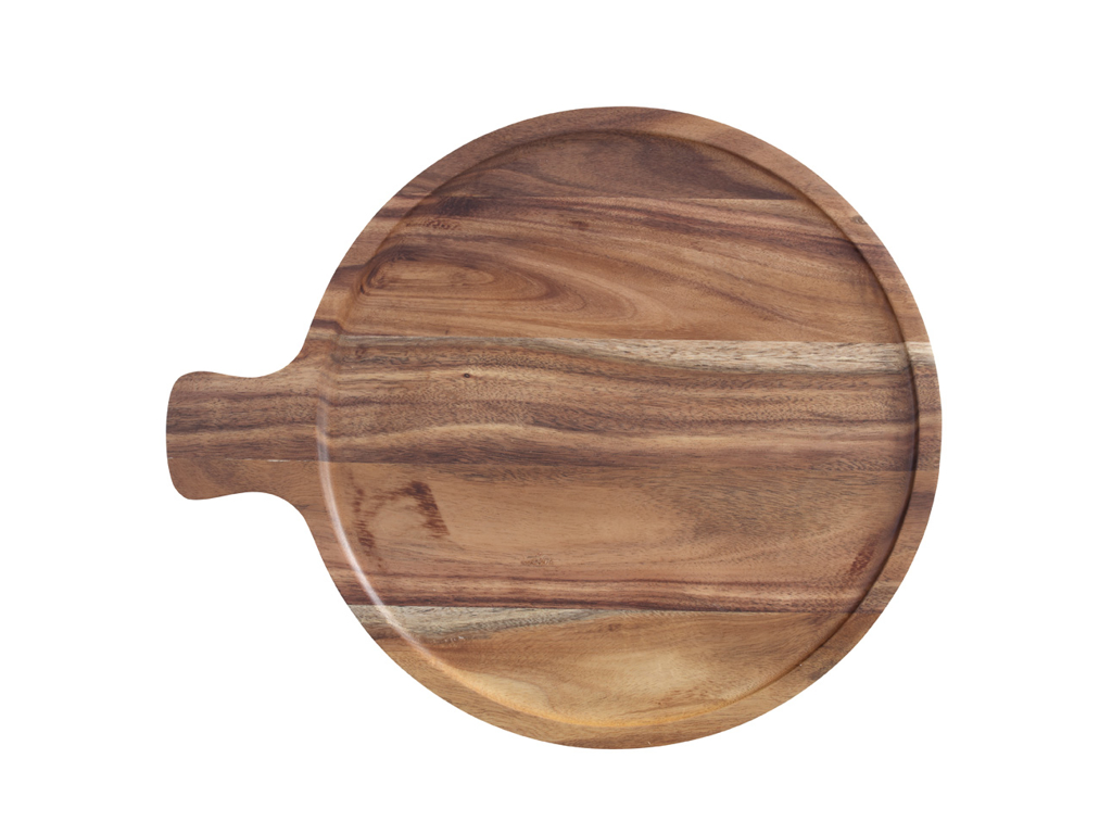 Artesano Original Tray in wood round w/handle