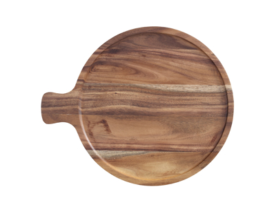 Artesano Original Tray in wood round w/handle