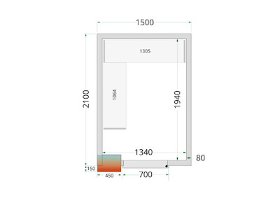 Cool room panel 1500x2100x2200 80mm