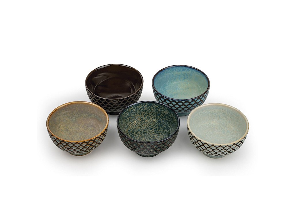 Tea cup 5 pcs with base Blue/Green SARA