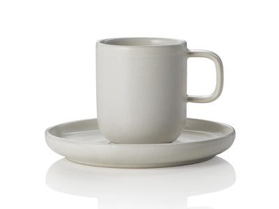 Espresso Cup with Stoneware White 90ml - 55x55x65mm