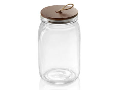 Storage jar with airtight wooden lid 1.5 ltr