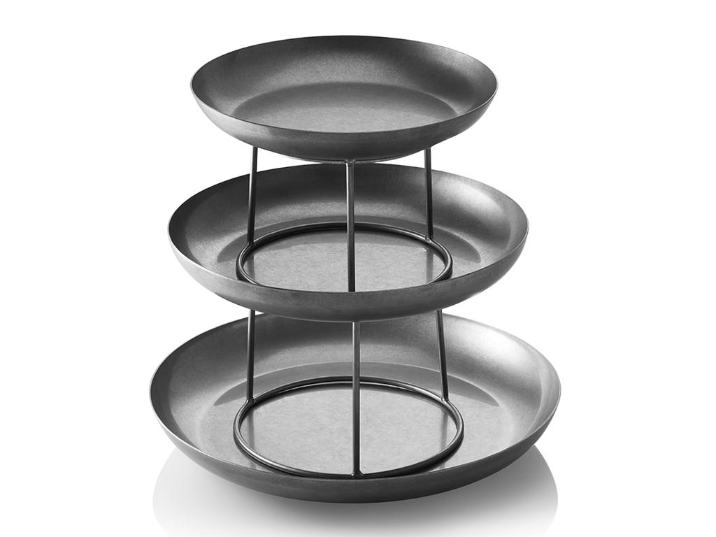 Seafood dish w/foot 3 tiers Black Vint