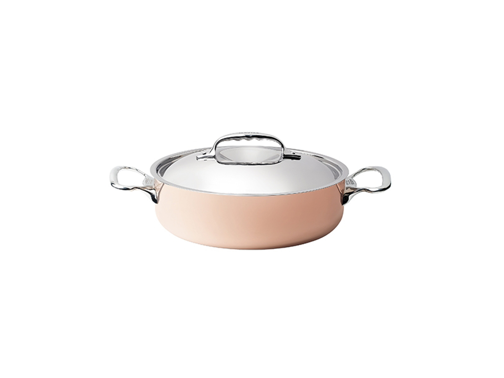 Copper sauté pan with lid, Ø28cm, de Buyer