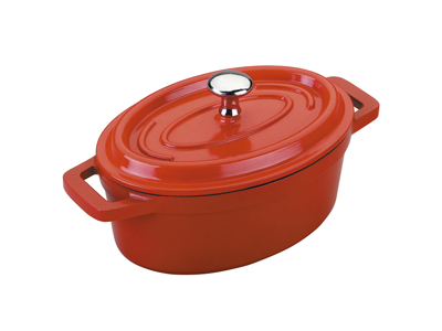 Pot, mini cast aluminum red 0.25 l - oval 1