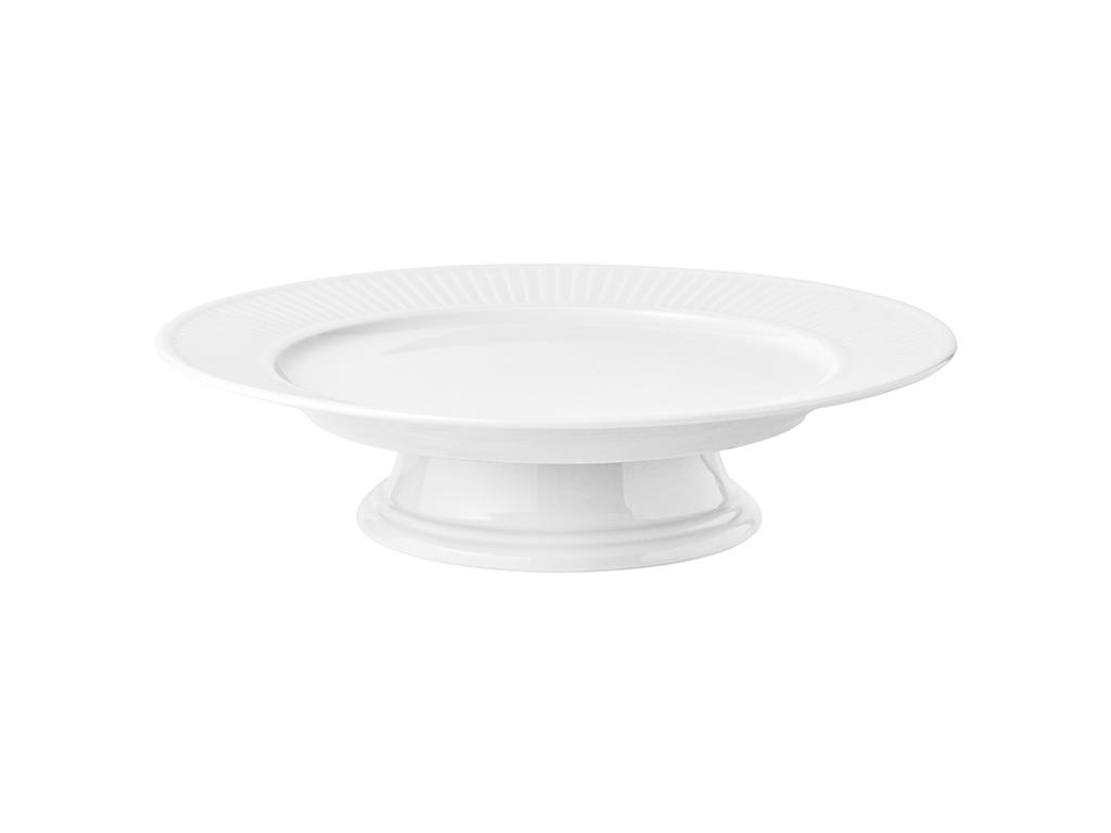 Dish on foot Pleated 31.5x7.5 cm White