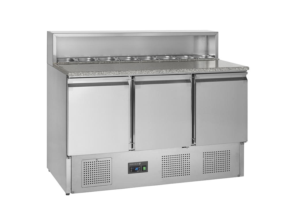 Pizza table GN1/1 3 doors with cooling setup GN1/6