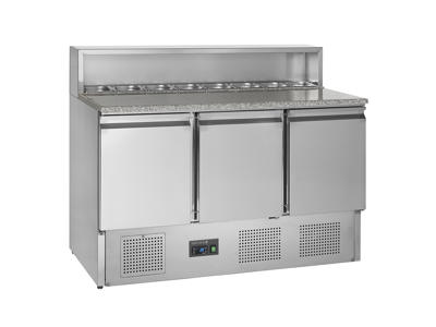 Pizza table GN1/1 3 doors with cooling setup GN1/6