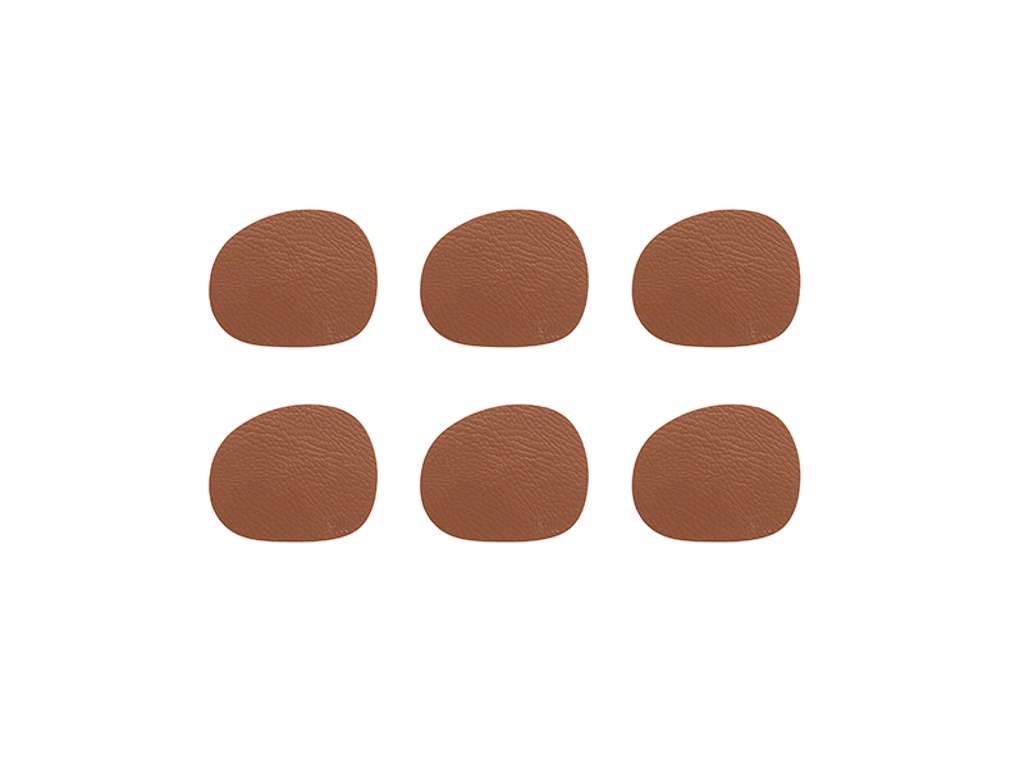 RAW Coaster leather Cinnamon brown 6 pcs