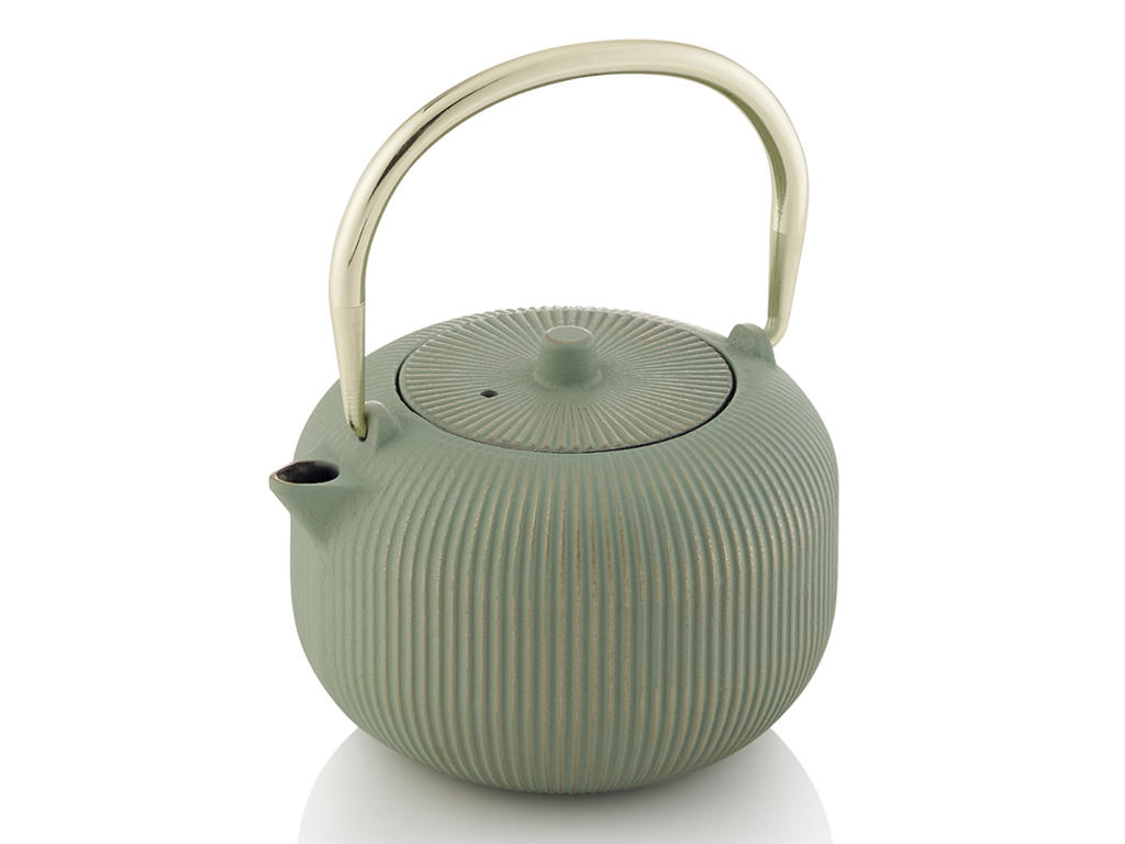 Teapot with cast iron light green/gold size 400ml - 140x100x100mm