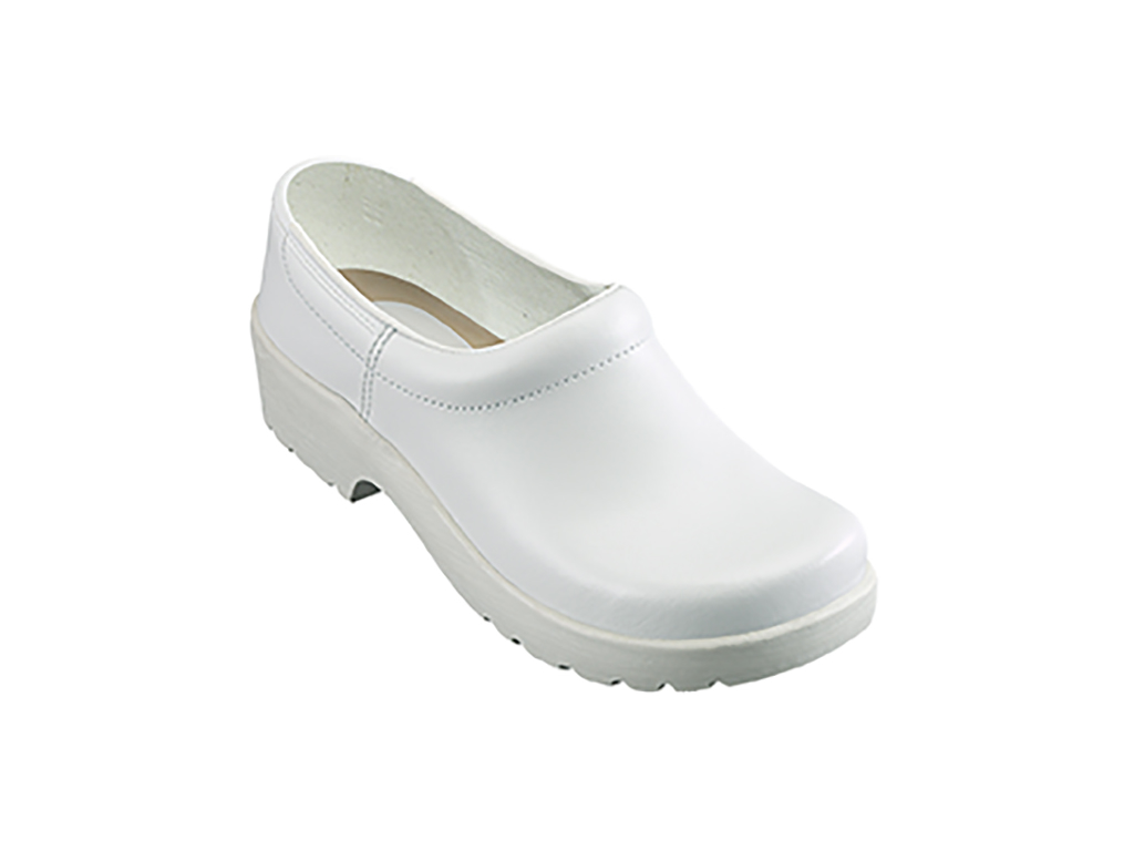 Wooden clogs Hygiene with heel cap, white