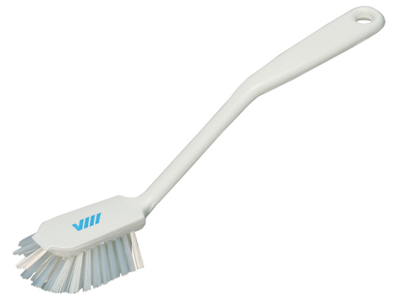 Dishwashing brush with scraping edge white