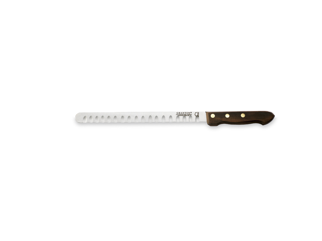 Salmon knife, 26 cm, Granton, wooden handle, with air blade