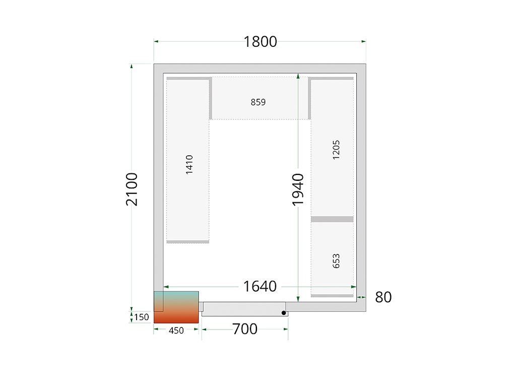 Cooling room panel 1800x2100x2200 80mm