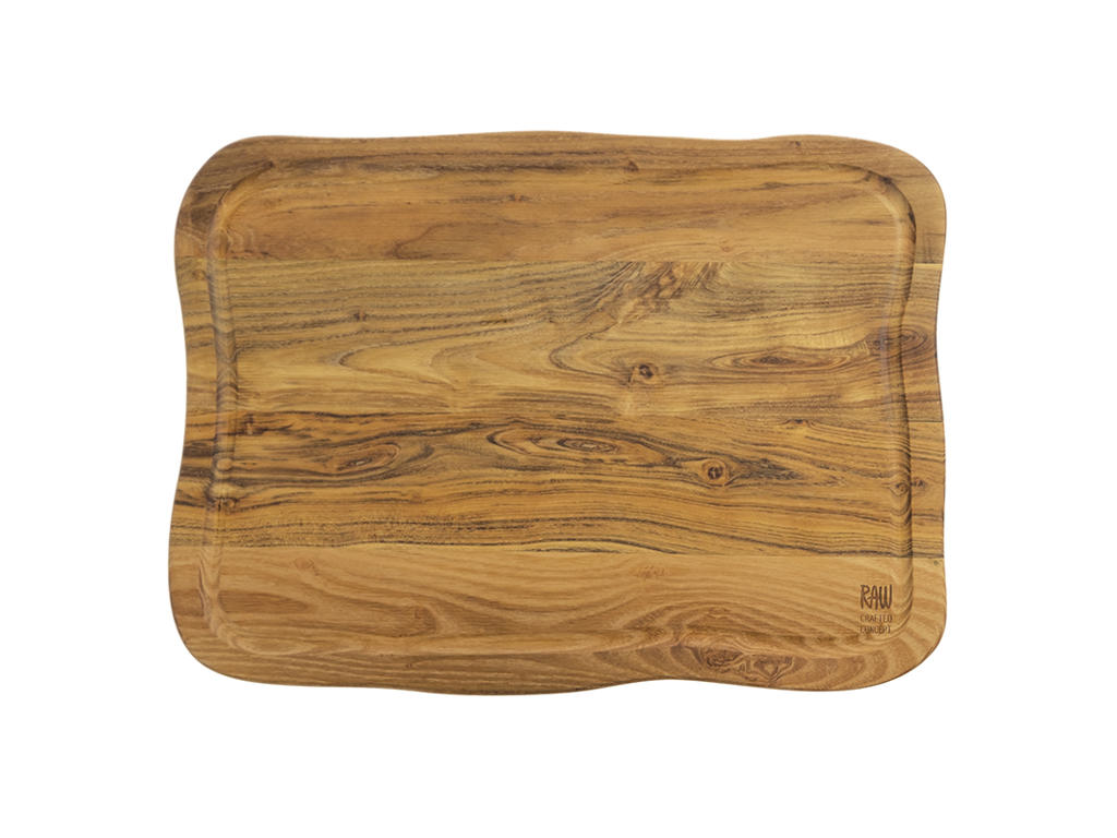 RAW Cutting Board with Edge 45x33x2cm Teak Wood