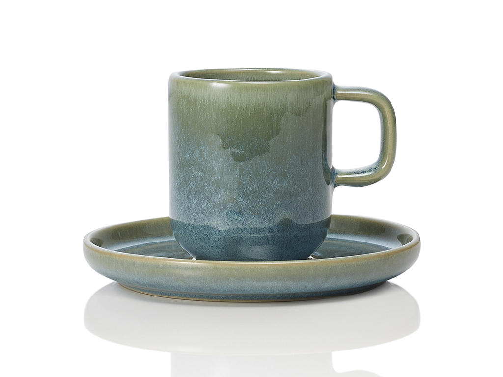 Green Stoneware Espresso Cup 90ml - 5.5x5.5x6.5cm