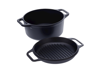 Pot with lid/grill pan, Combo Cook, Ø26 cm, Victoria, cast iron