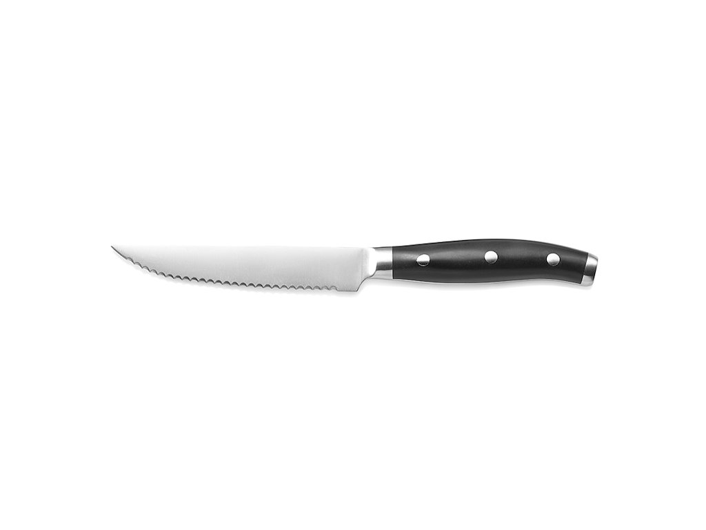 Steak knife 12.5 cm Black with 3 Rivets