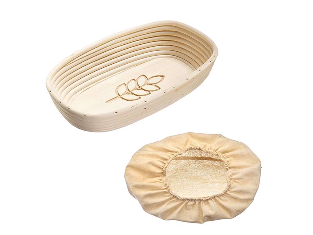 Rising basket oval 34x20.5 with print and cloth cover