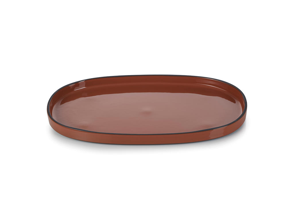 Plate Oval 35.5x22 cm Brown Caractere