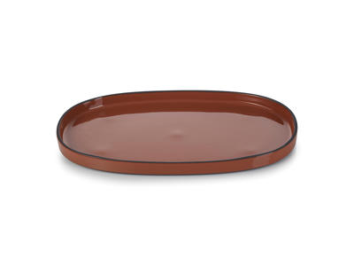 Plate Oval 35.5x22 cm Brown Caractere