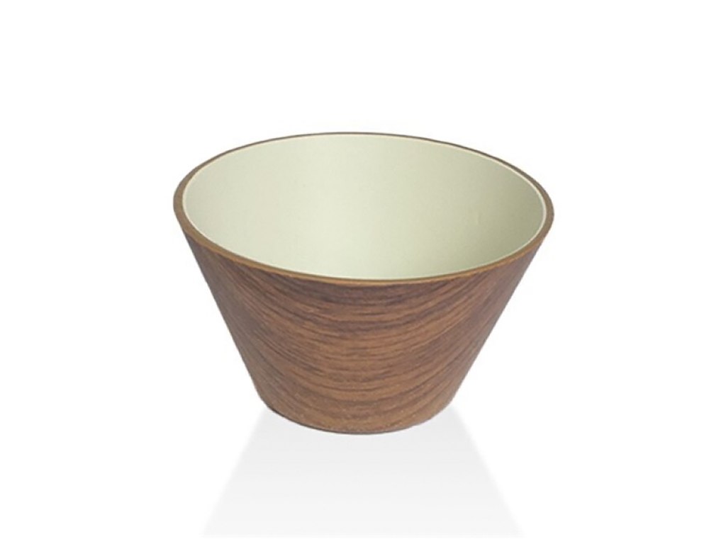 Bowl Snack Ø12 cm Wood look/White