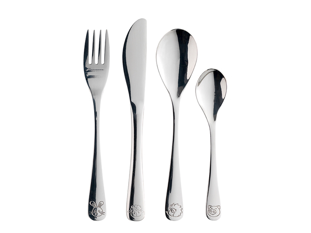 Cutlery set for children shiny 4 pieces
