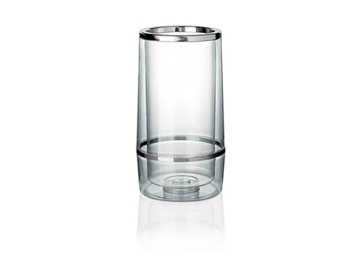 Wine cooler in clear acrylic 23 cm with steel edge