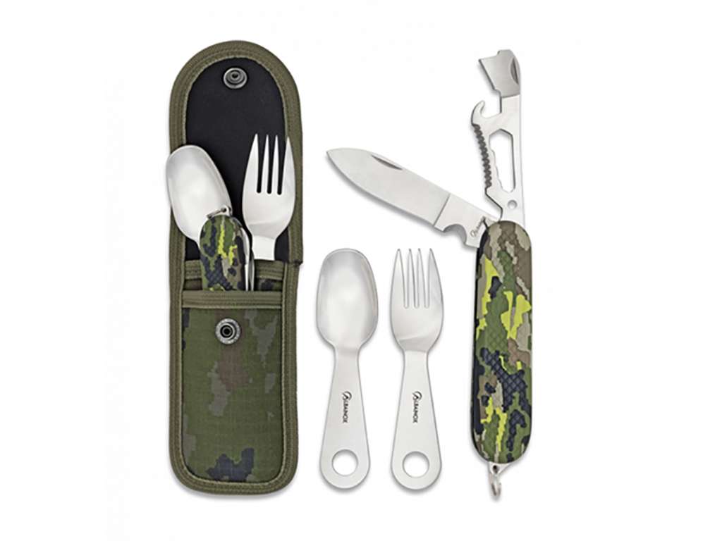 Pocket knife scout-eating-set camouflage