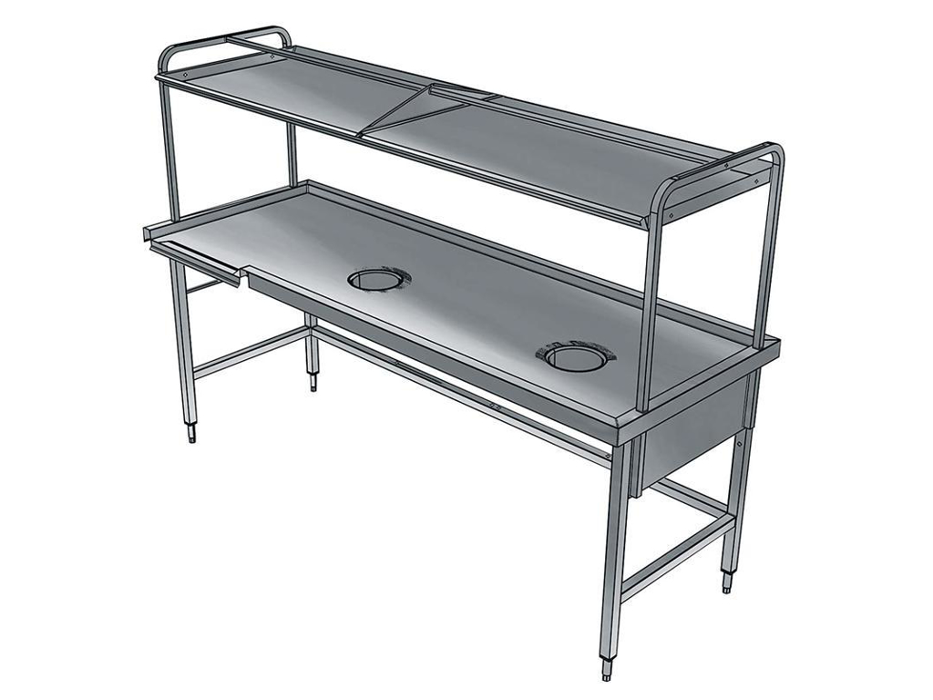 Table 1700 mm 1 waste hole + shelf H>V