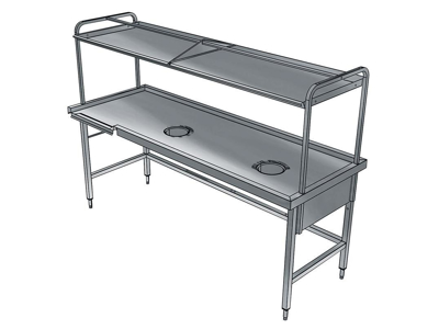 Table 1700 mm 1 waste hole + shelf H>V