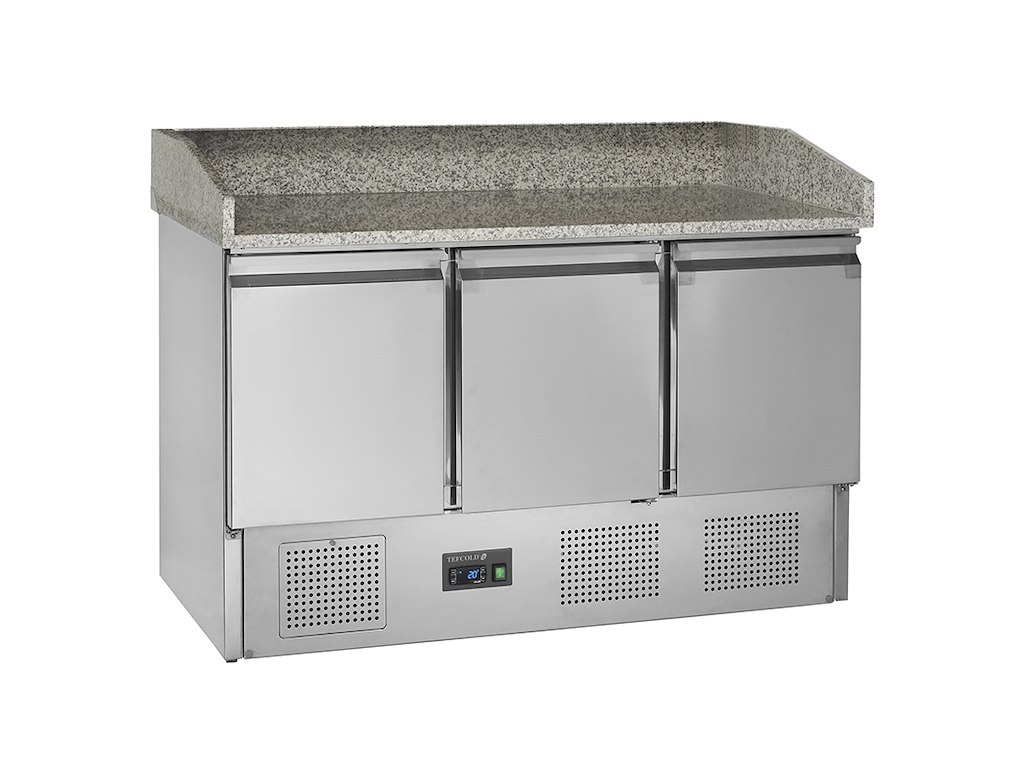 Pizza table 3 doors w/back edge 368 ltr
