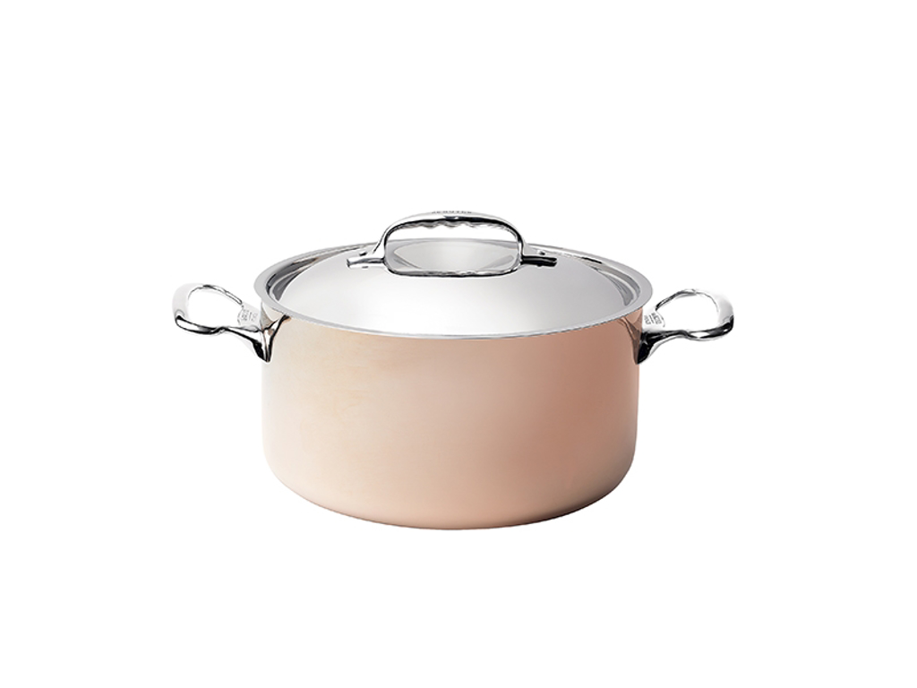 Pot copper w/lid, Ø20cm, de Buyer