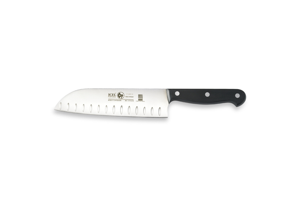 Santoku Knife - Stainless Steel - Black - 180mm - Air Cut