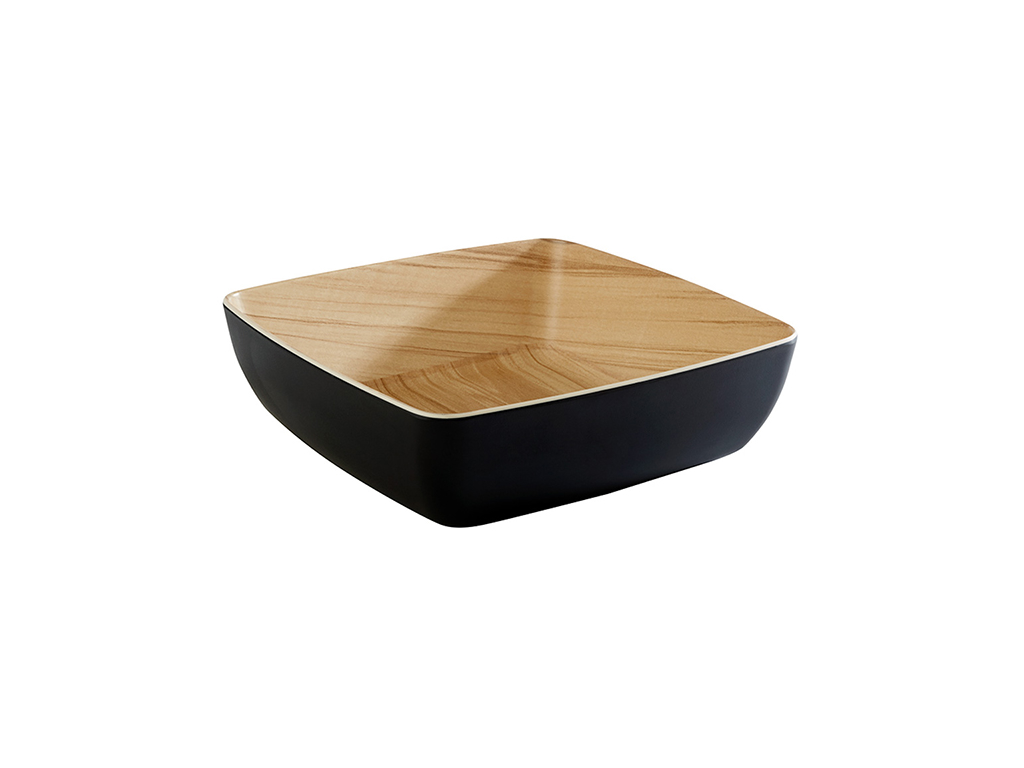 Bowl Melamine black/wood look 25x25 cm