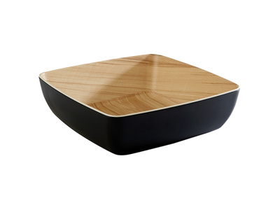 Bowl Melamine black/wood look 25x25 cm
