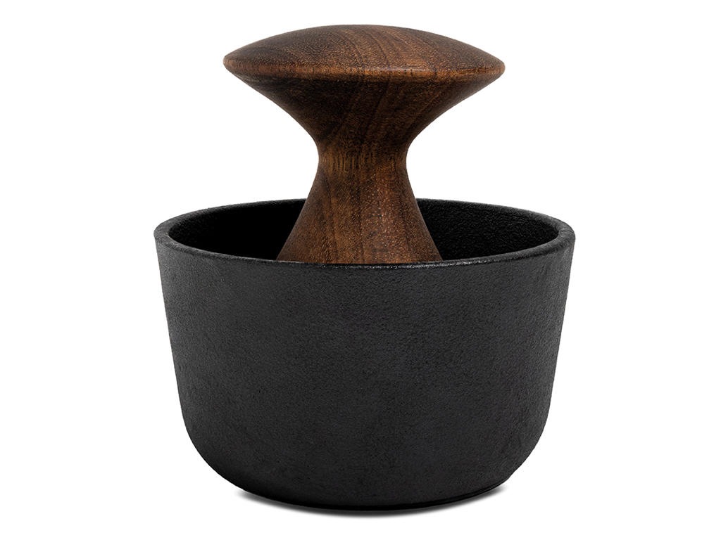 Mortar - Cast Iron - Walnut - 9cm