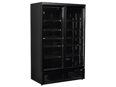 Displaykøleskab 809ltr 2 låger Sort