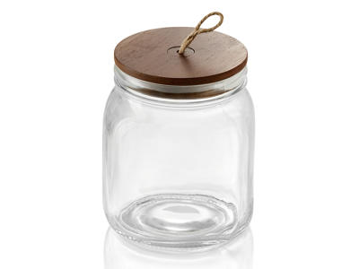 Storage jar with airtight wooden lid 1 ltr.