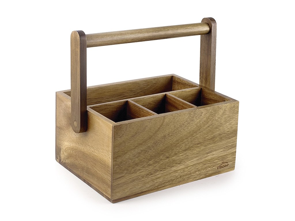 Cutlery basket with handle 3+1 compartments Melamine Træloo