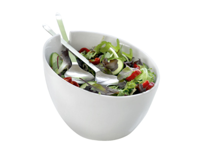 Bowl Salad with cutlery white porcelain