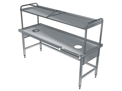 Table 1700 mm 1 waste hole + shelf V>H