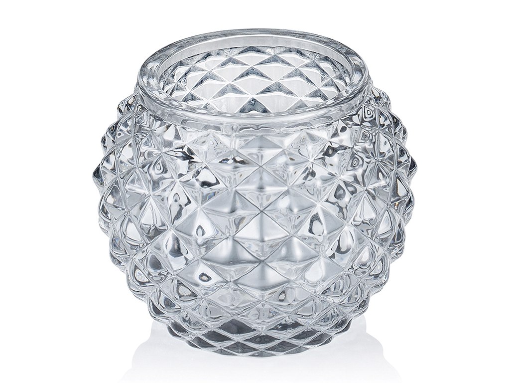 Candle holder Round Ø7.5cm H:6cm Glass Smoke Gray