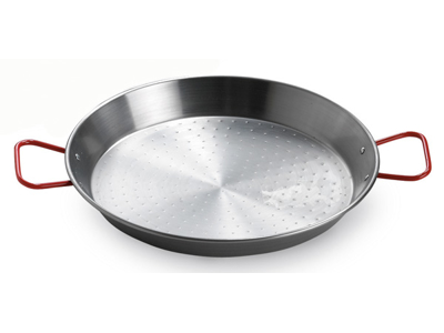 Paella pan 70 cm shiny/red handle
